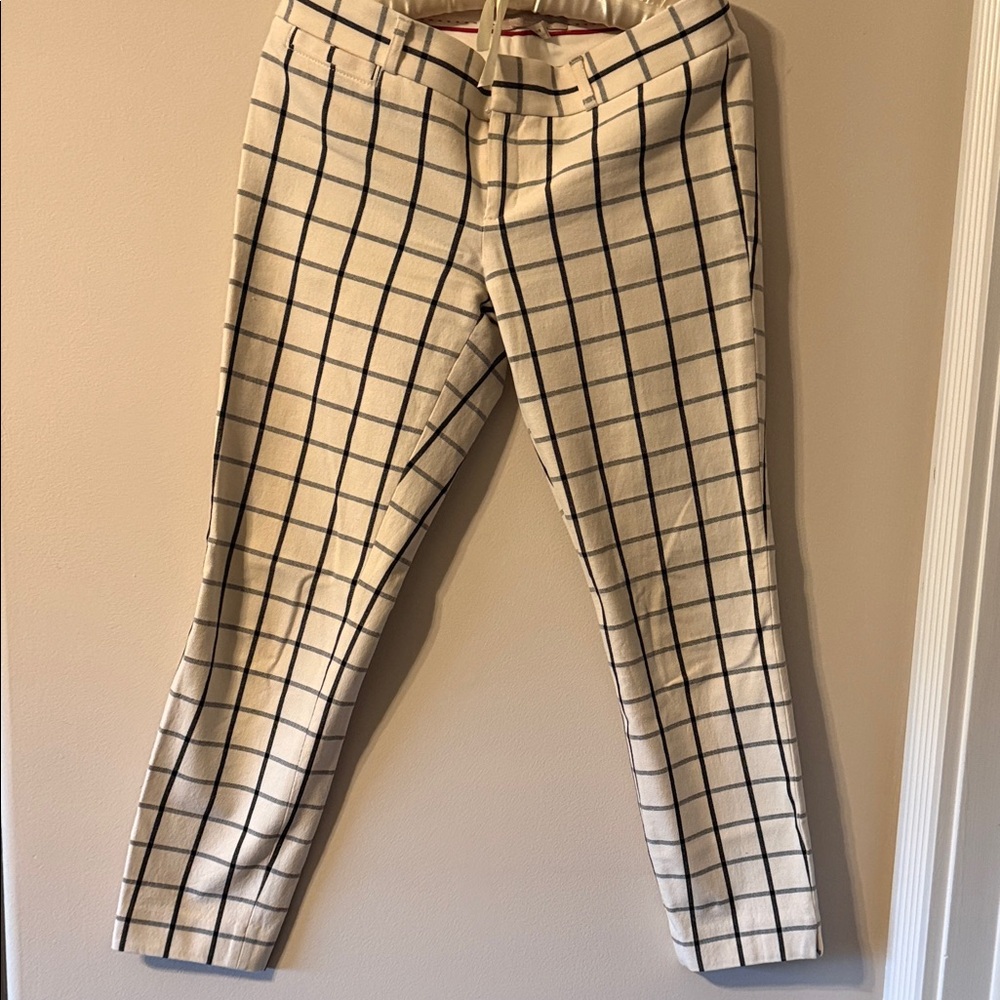 Banana Republic Cream Windowpane Plaid Chinos
